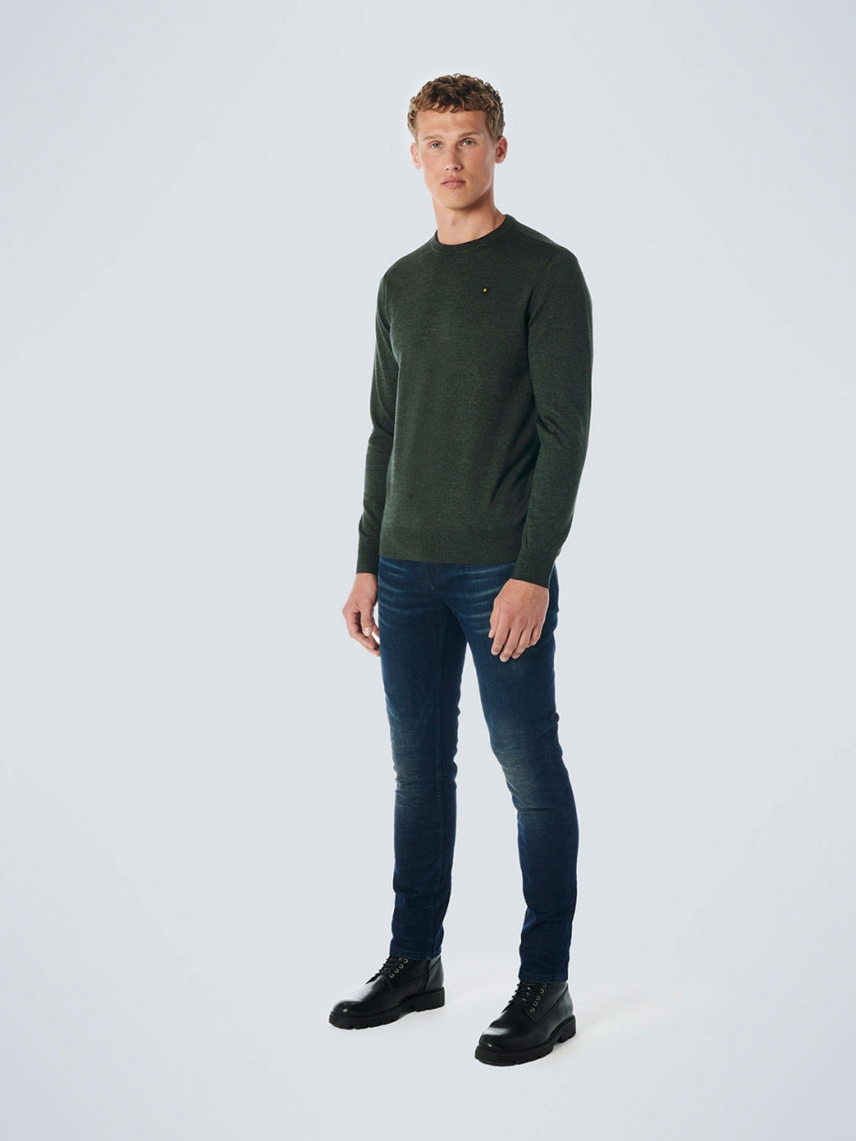 Pullover Crewneck 2 Coloured Melange | Dark Green