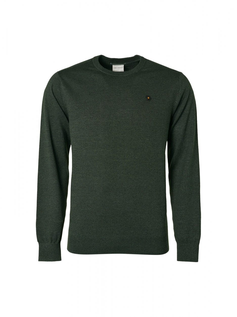 Pullover Crewneck 2 Coloured Melange | Dark Green
