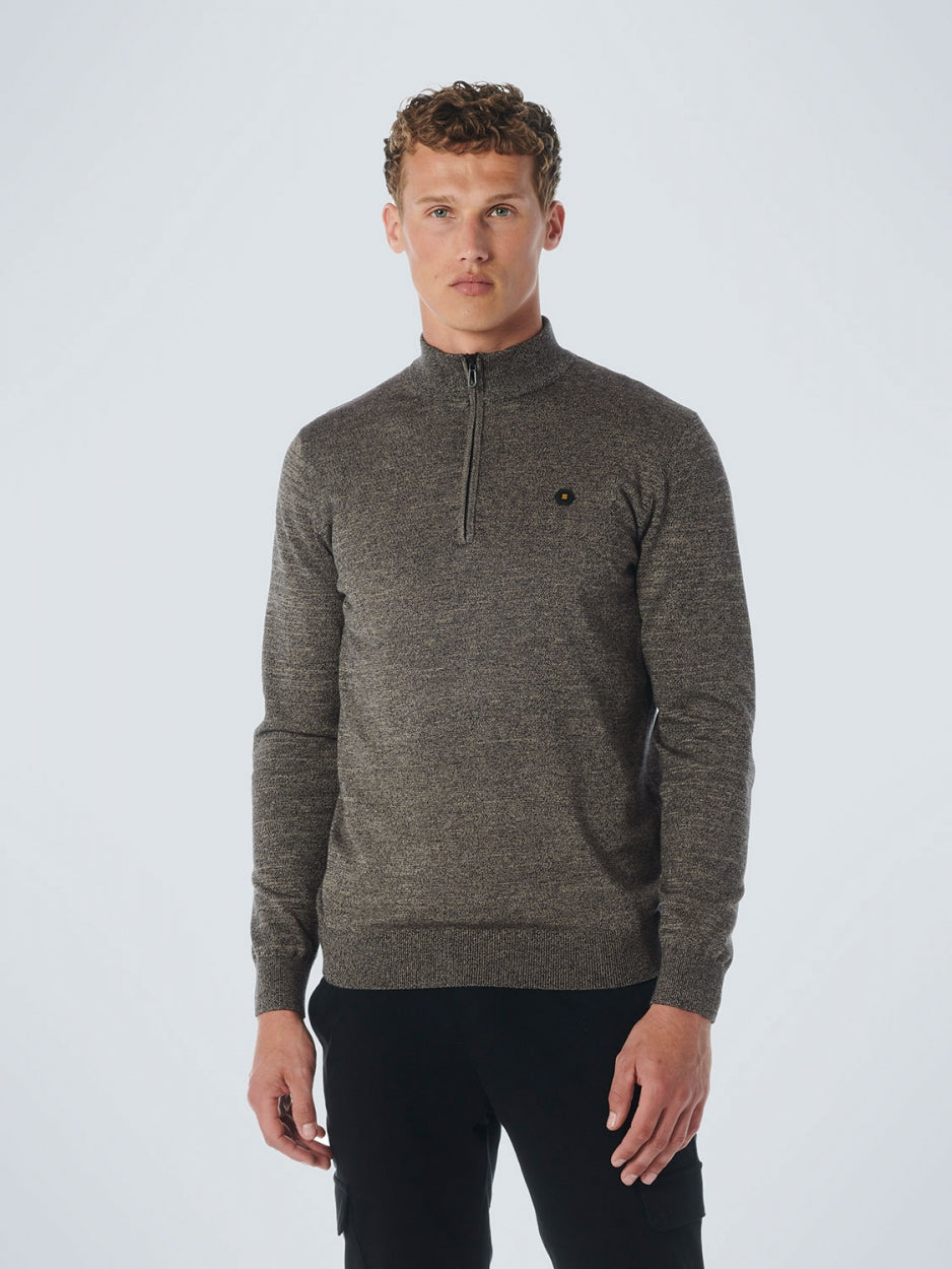 Pullover Half Zip 2 Coloured Melange | Stone