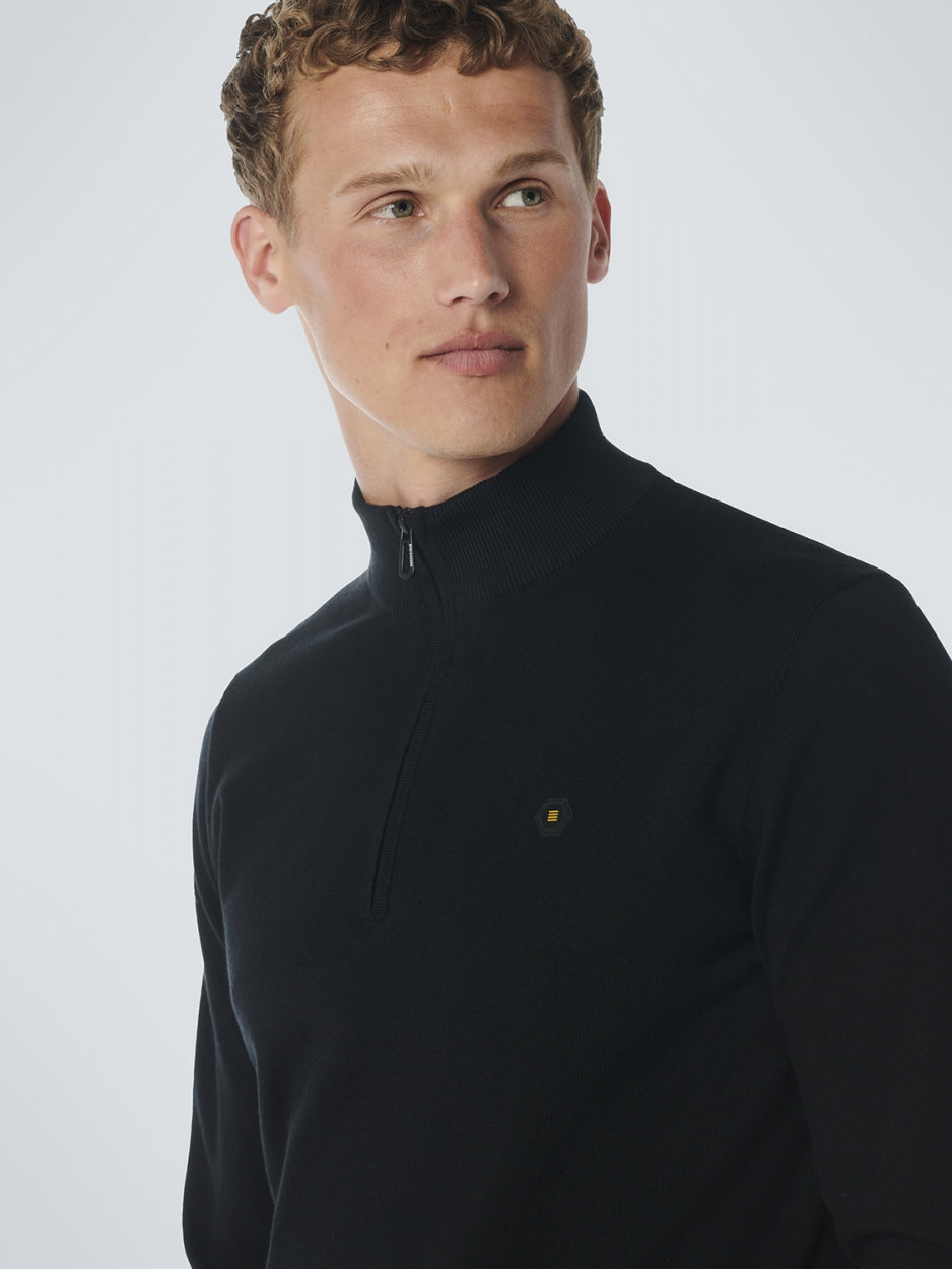 Pullover Half Zip 2 Coloured Melange | Black