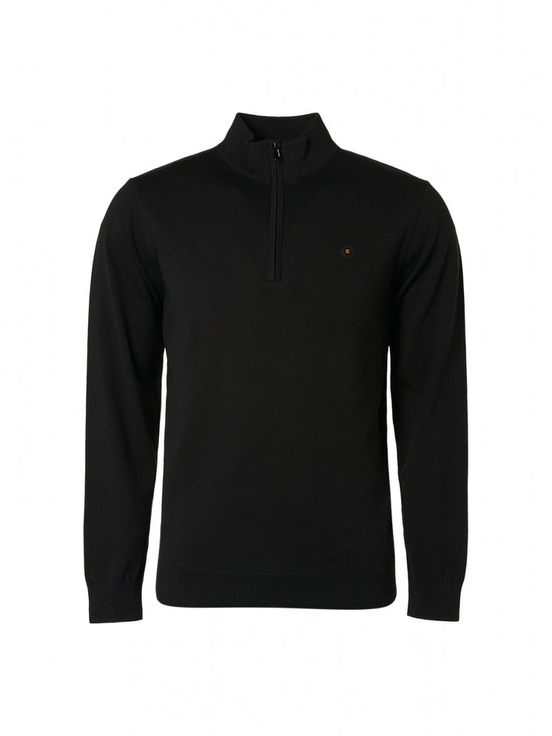 Pullover Half Zip 2 Coloured Melange | Black