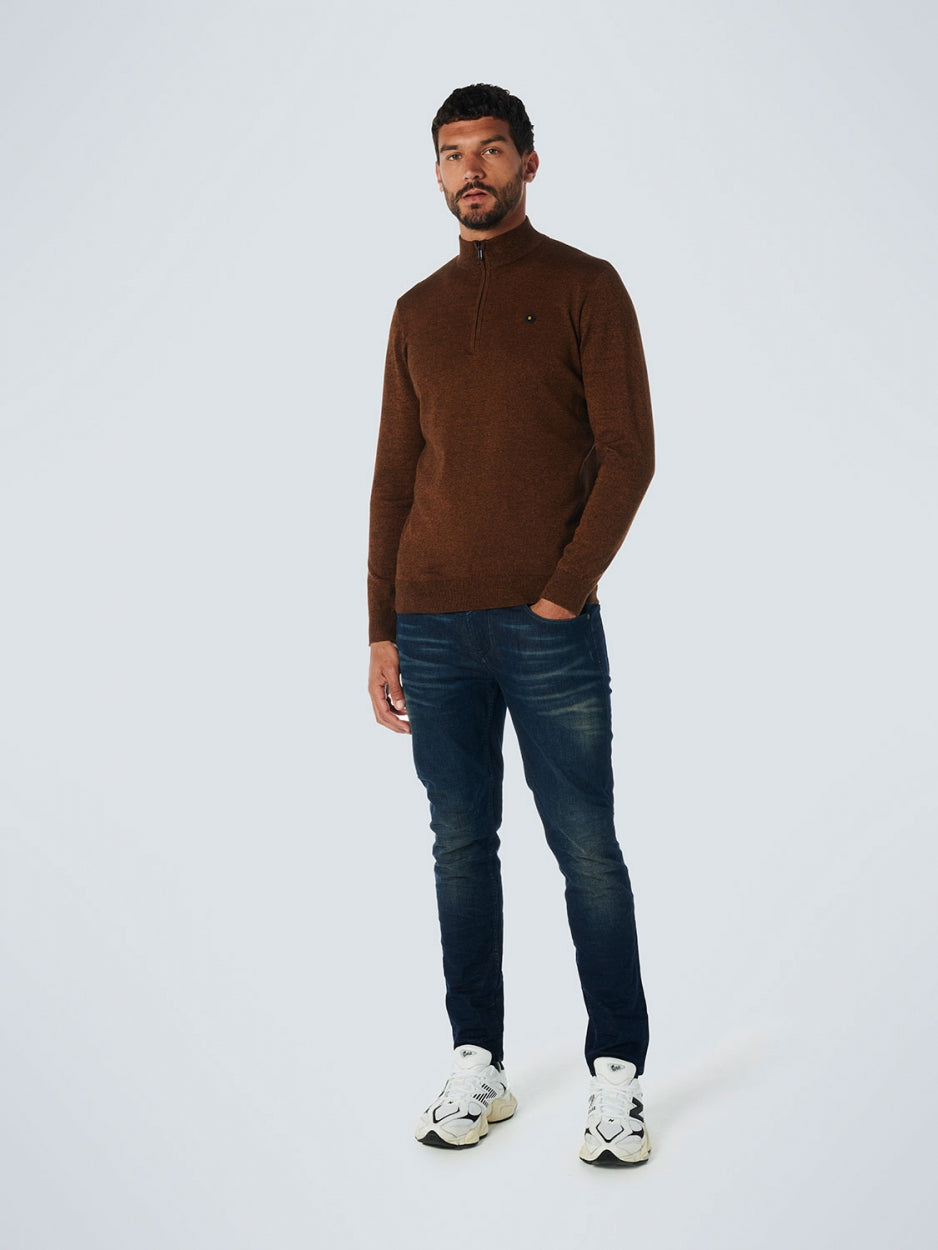 Pullover Half Zip 2 Coloured Melange | Caramel