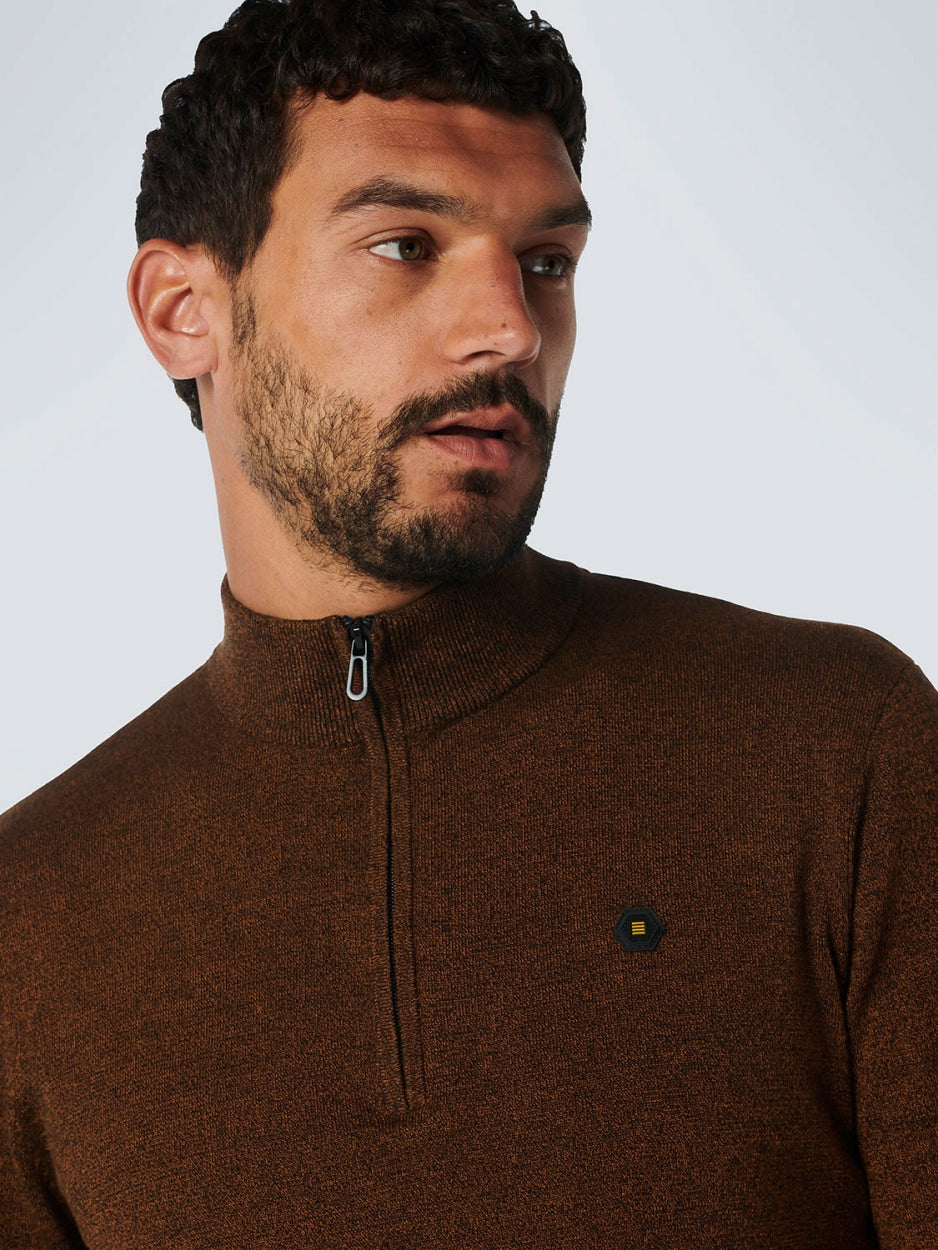 Pullover Half Zip 2 Coloured Melange | Caramel