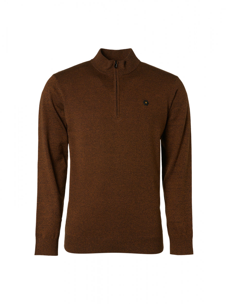 Pullover Half Zip 2 Coloured Melange | Caramel