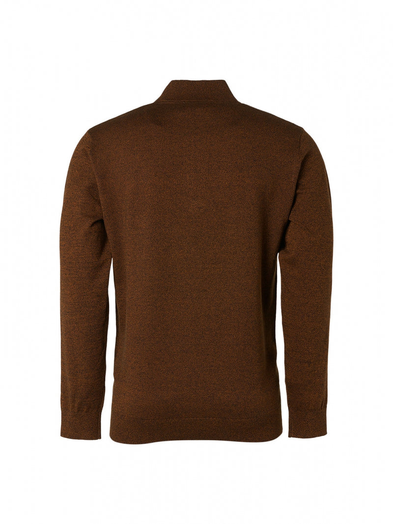 Pullover Half Zip 2 Coloured Melange | Caramel