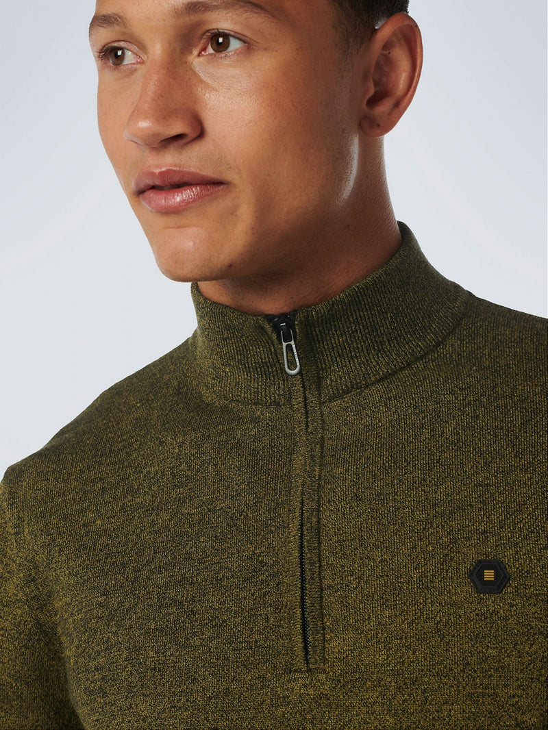 Pullover Half Zip 2 Coloured Melange | Olive – No Excess