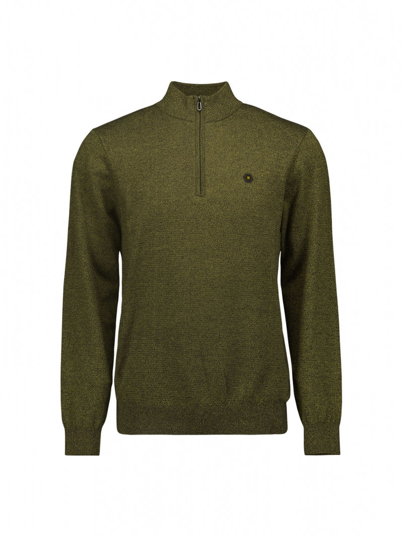 Pullover Half Zip 2 Coloured Melange | Olive – No Excess
