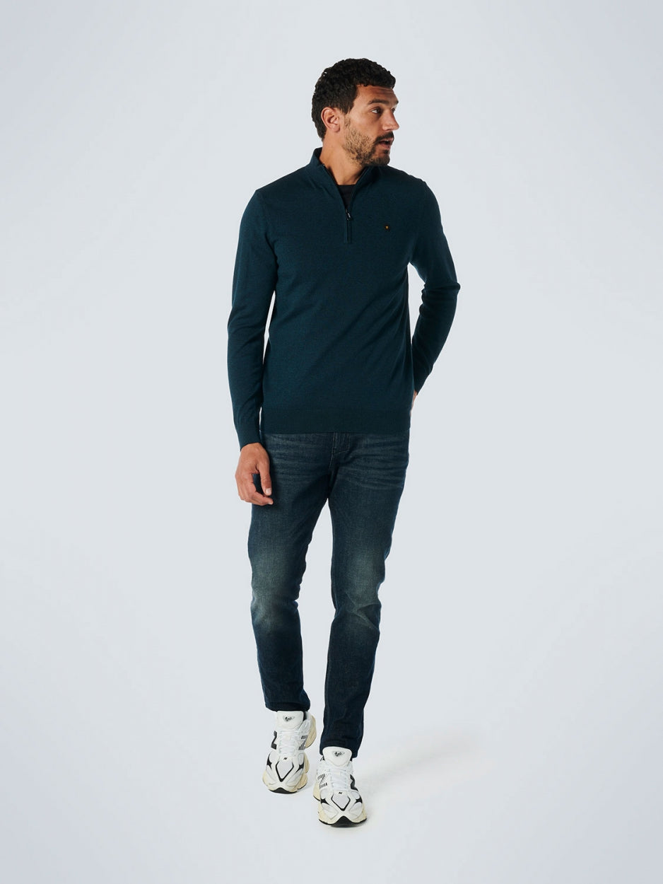 Pullover Half Zip 2 Coloured Melange | Ocean