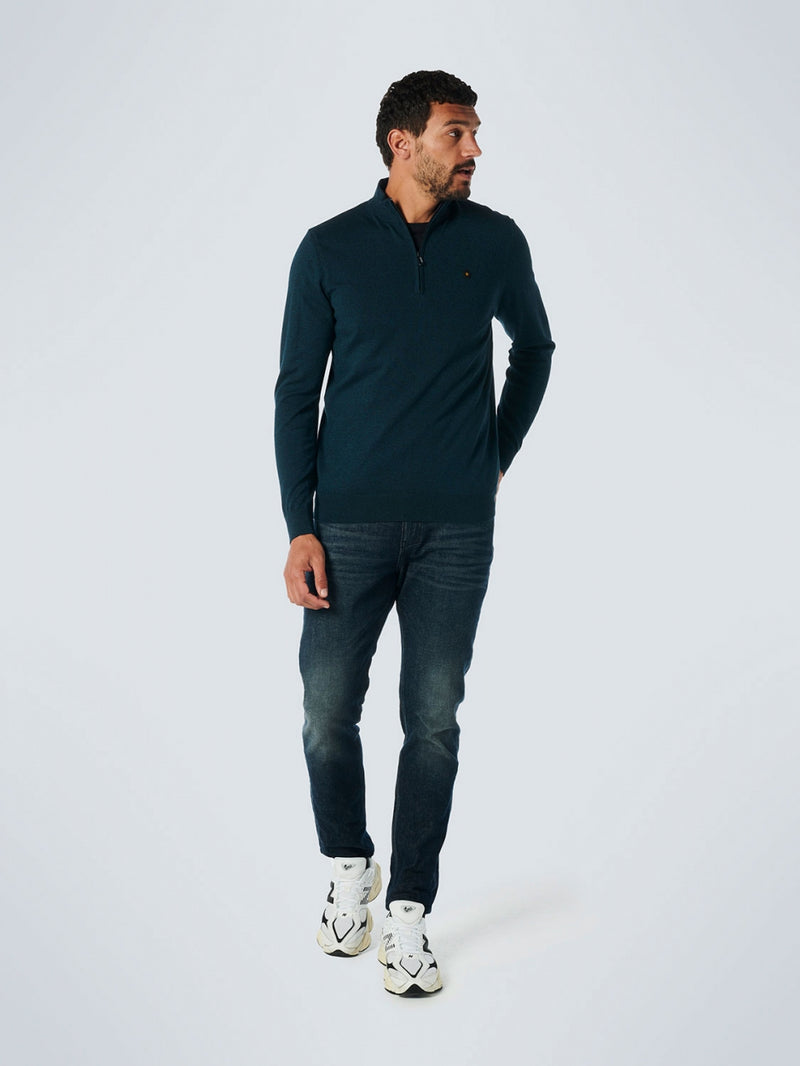 Pullover Half Zip 2 Coloured Melange | Ocean – No Excess