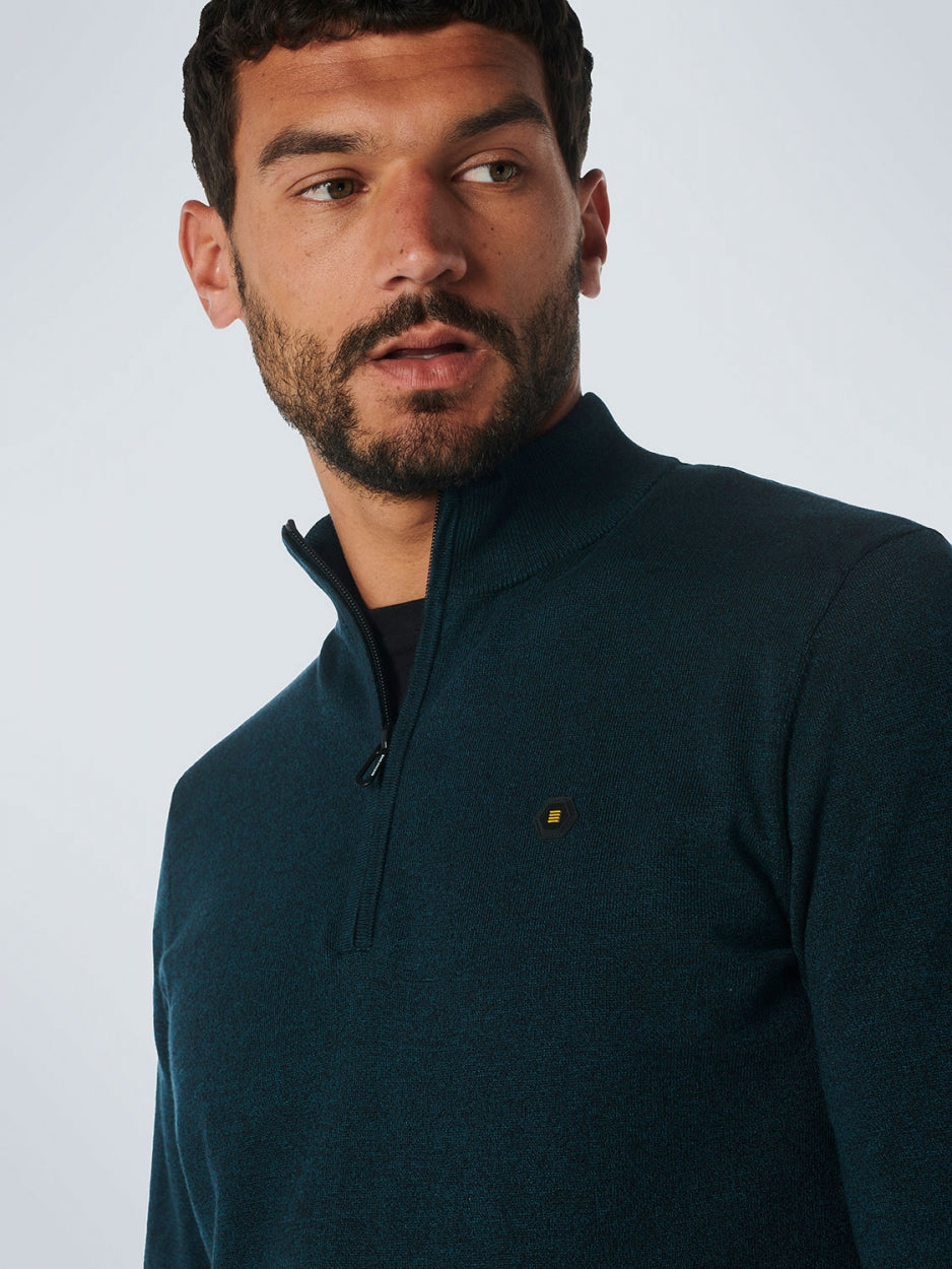 Pullover Half Zip 2 Coloured Melange | Ocean