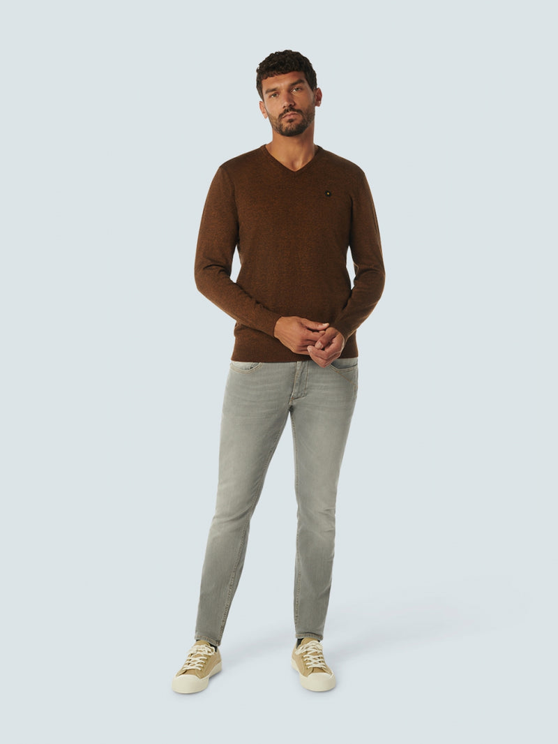 Pullover V-Neck 2 Coloured Melange | Caramel