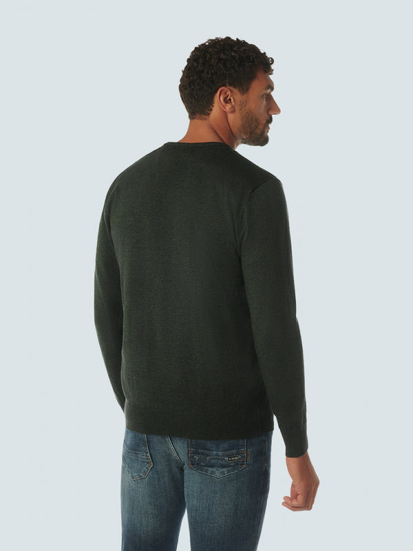 Pullover V-Neck 2 Coloured Melange | Dark Green