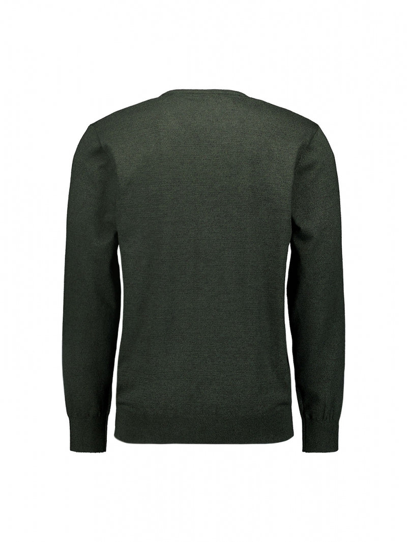 Pullover V-Neck 2 Coloured Melange | Dark Green