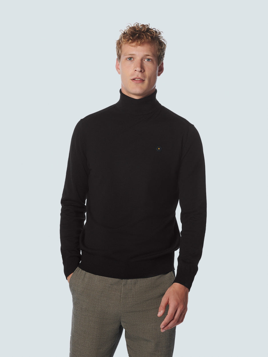 Pullover Rollneck 2 Coloured Melange | Black