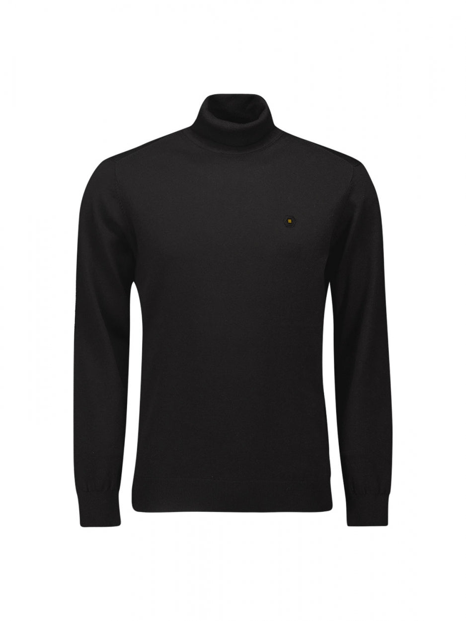 Pullover Rollneck 2 Coloured Melange | Black