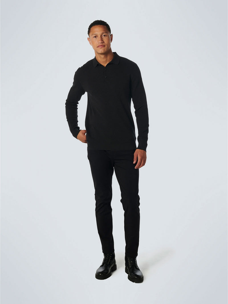 Pullover Polo Solid Jacquard | Black
