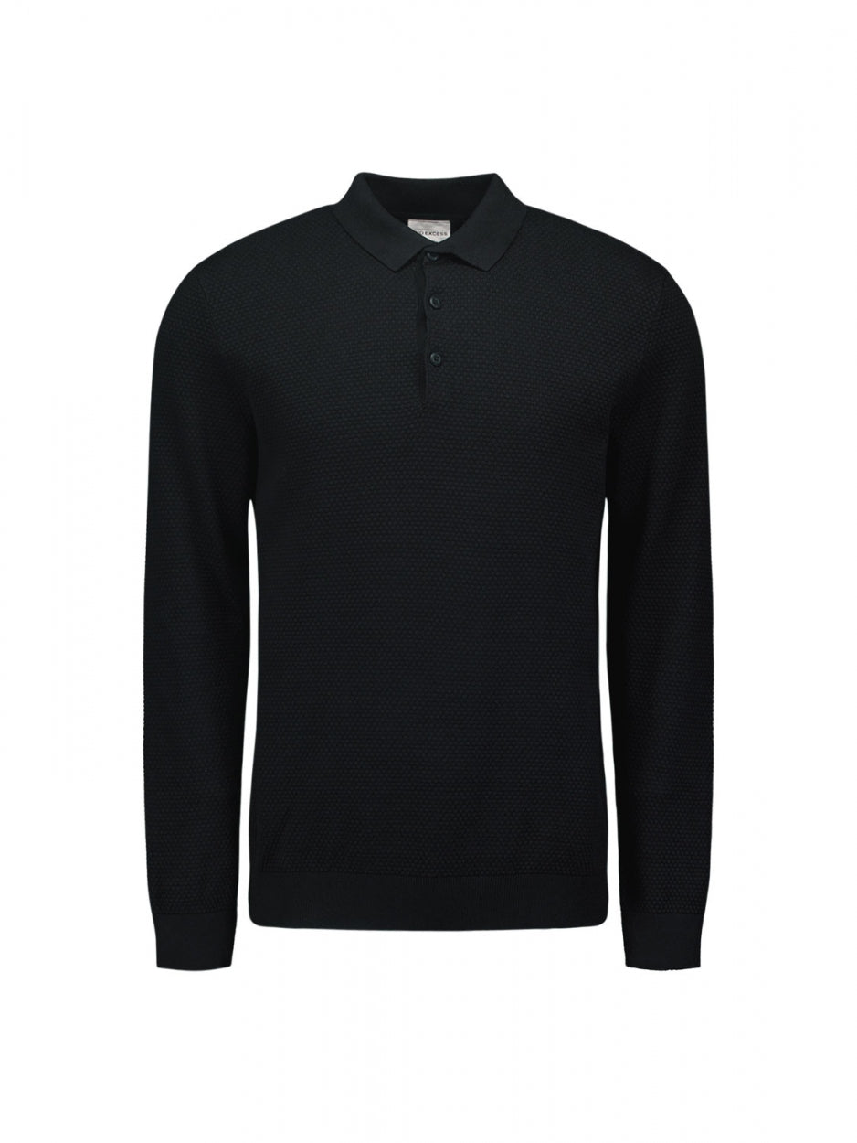 Pullover Polo Solid Jacquard | Black