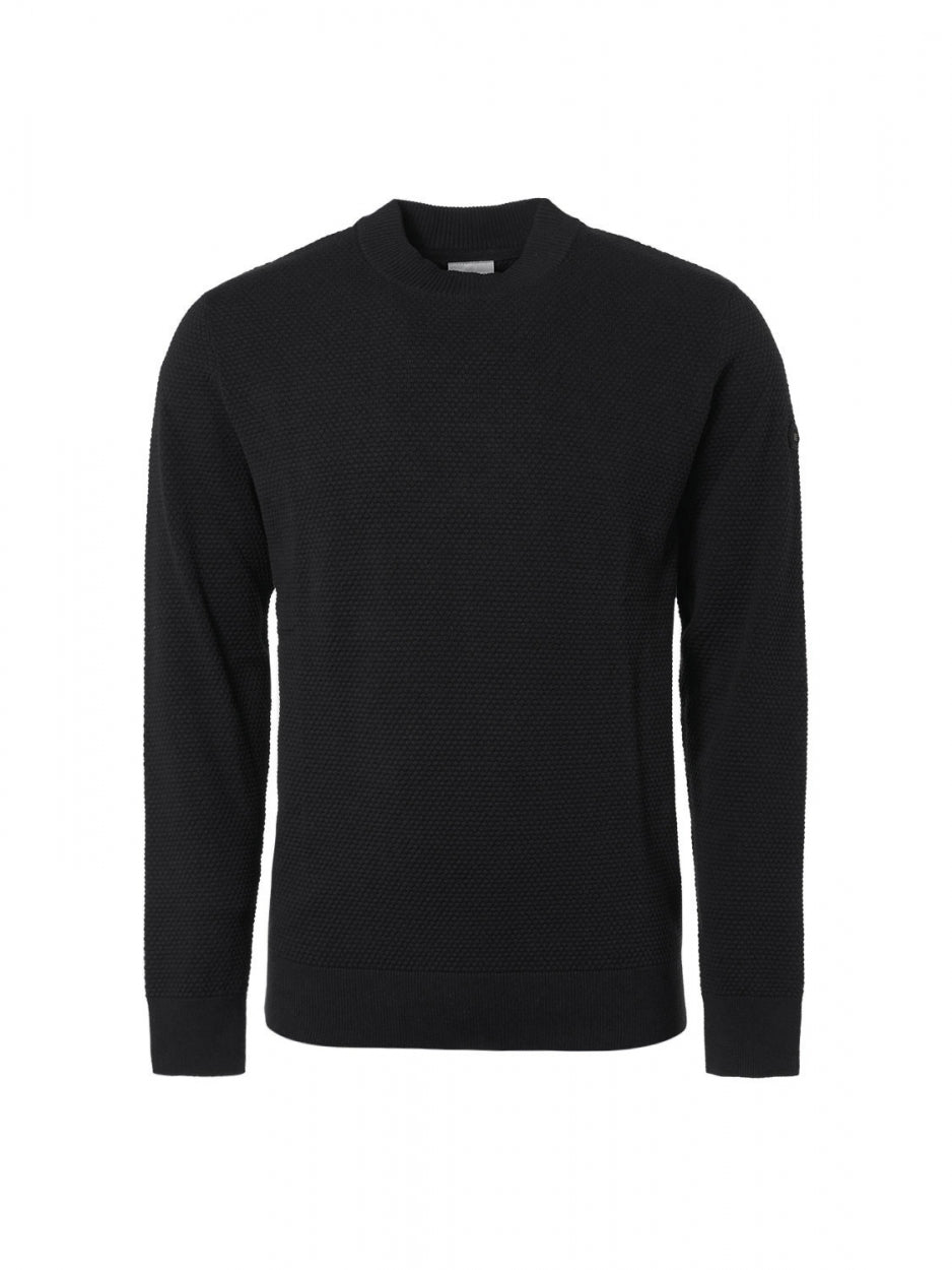 Pullover High Crewneck Solid Jacquard | Black