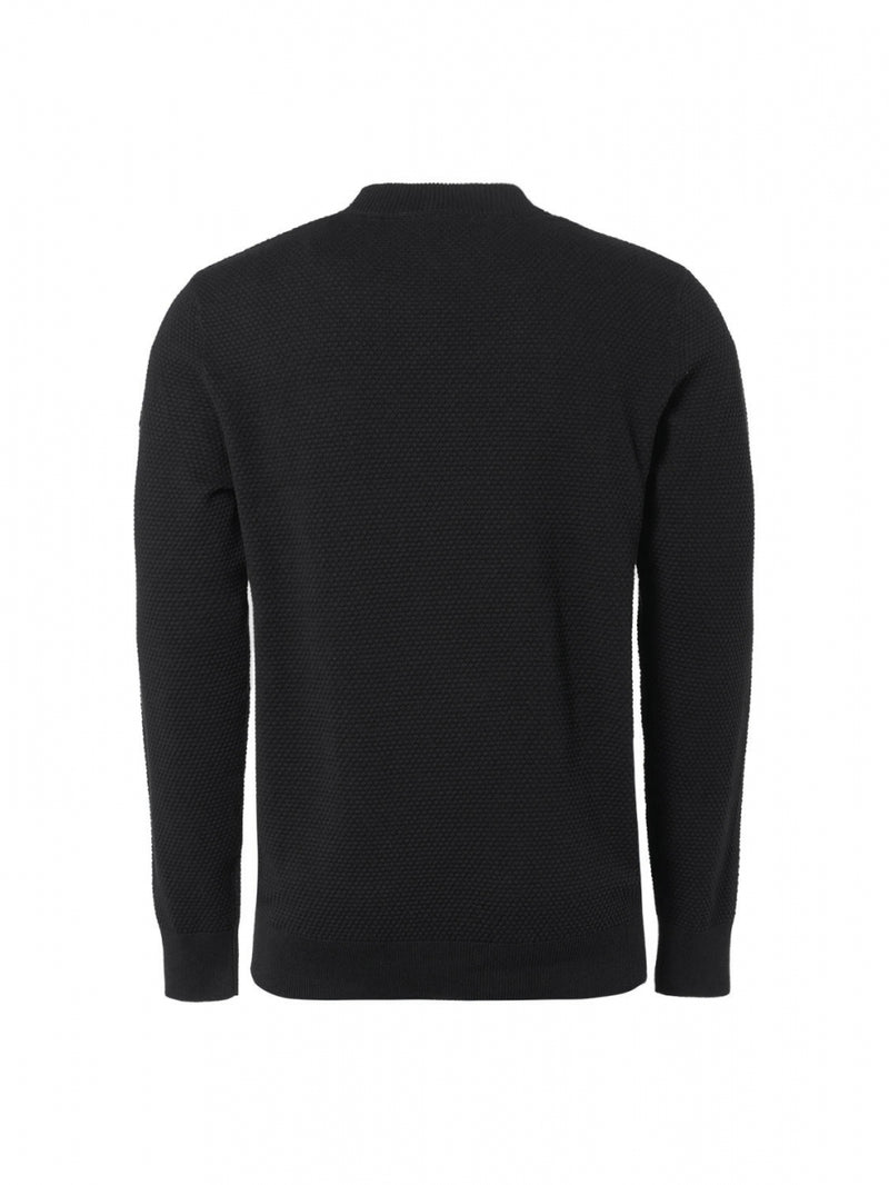 Pullover High Crewneck Solid Jacquard | Black