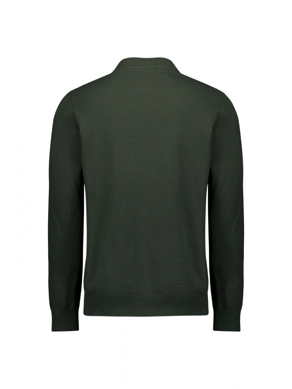 Pullover High Crewneck Solid Jacquard | Dark Green
