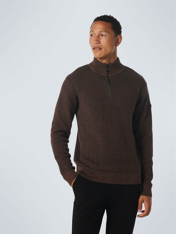 Pullover Half Zipper 2 Coloured Melange | Brown