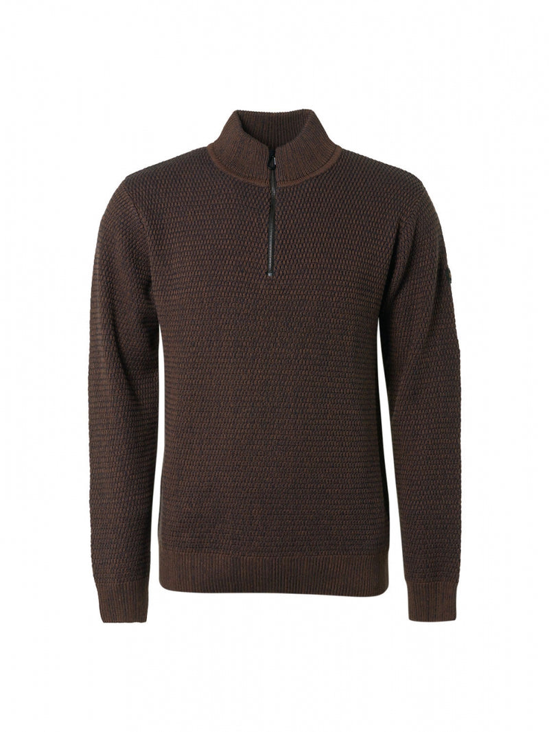 Pullover Half Zipper 2 Coloured Melange | Brown