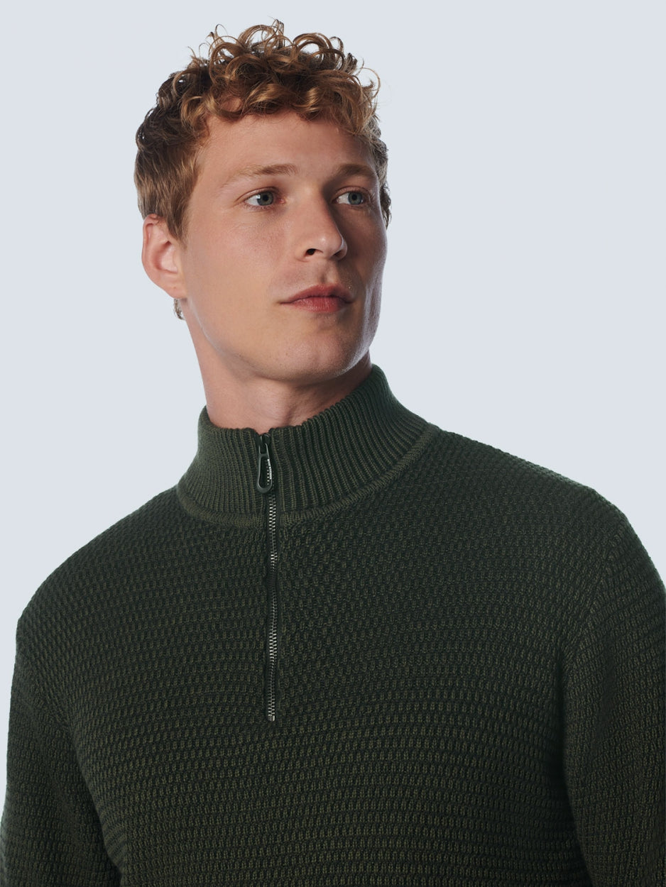 Pullover Half Zipper 2 Coloured Melange | Dark Green