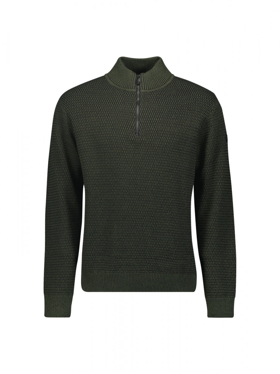 Pullover Half Zipper 2 Coloured Melange | Dark Green