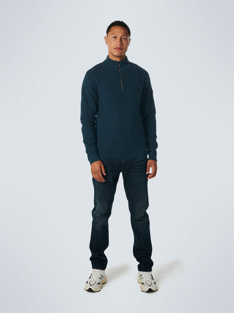 Pullover Half Zipper 2 Coloured Melange | Ocean