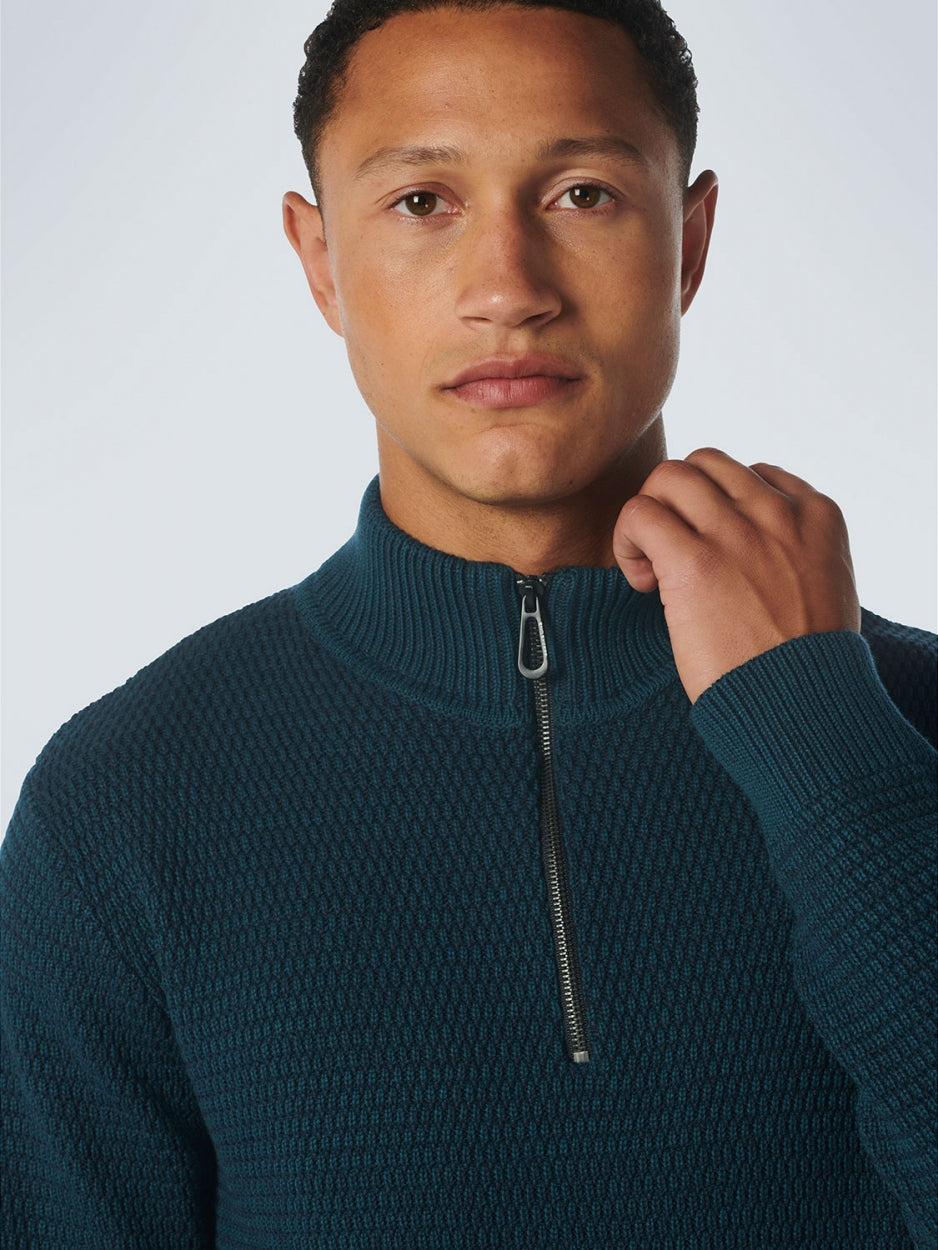 Pullover Half Zipper 2 Coloured Melange | Ocean