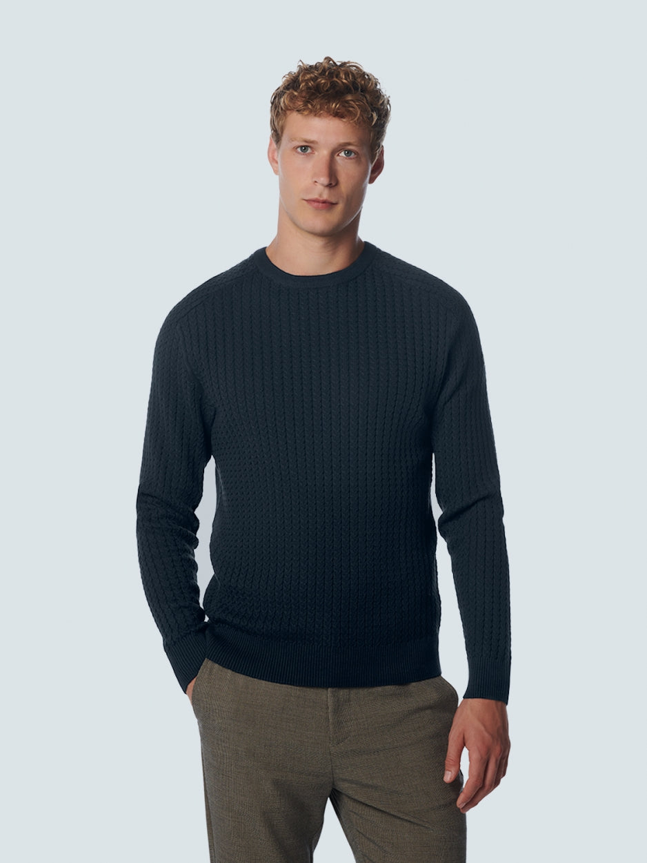 Pullover Crewneck Solid Jacquard Rib | Night