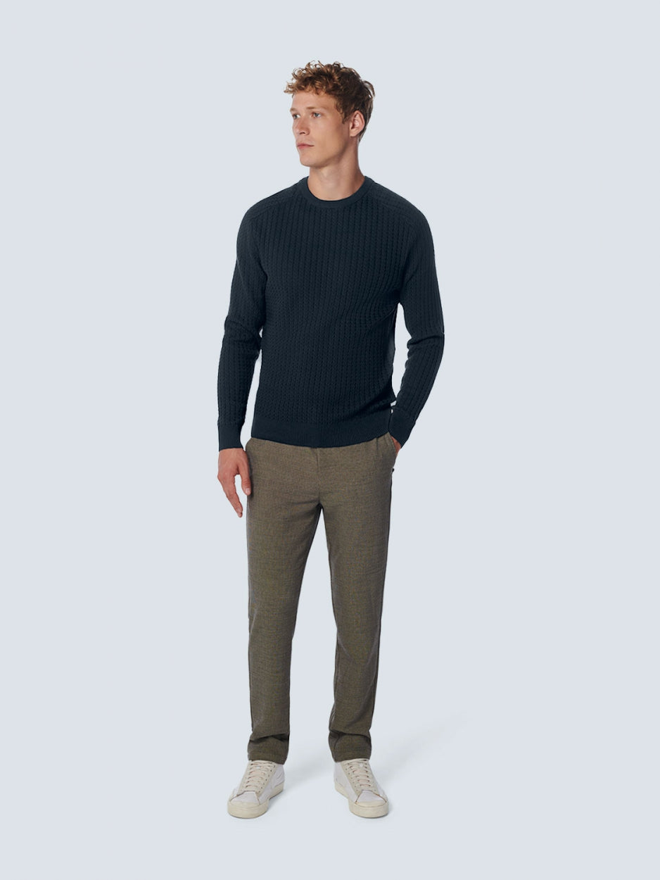 Pullover Crewneck Solid Jacquard Rib | Night