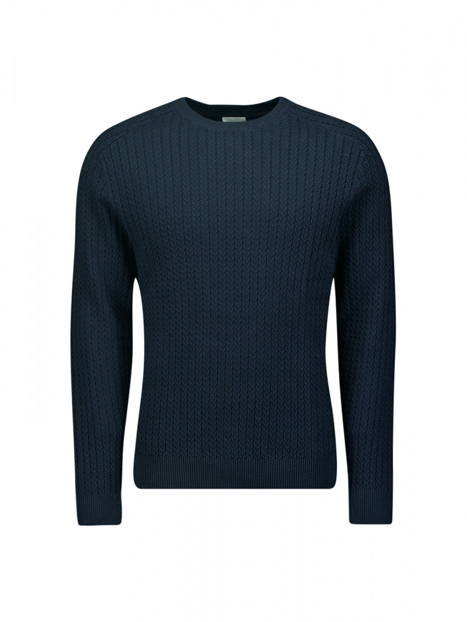 Pullover Crewneck Solid Jacquard Rib | Night