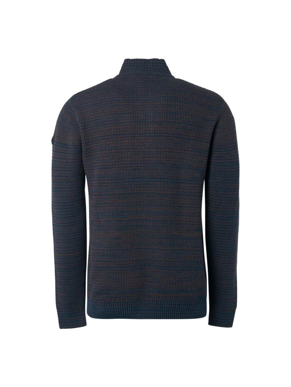 Pullover Half Zipper + Button Multi Coloured Jacquard | Ocean