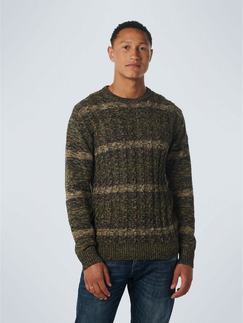 Pullover Crewneck Cable Jacquard Degrade Colours | Caramel