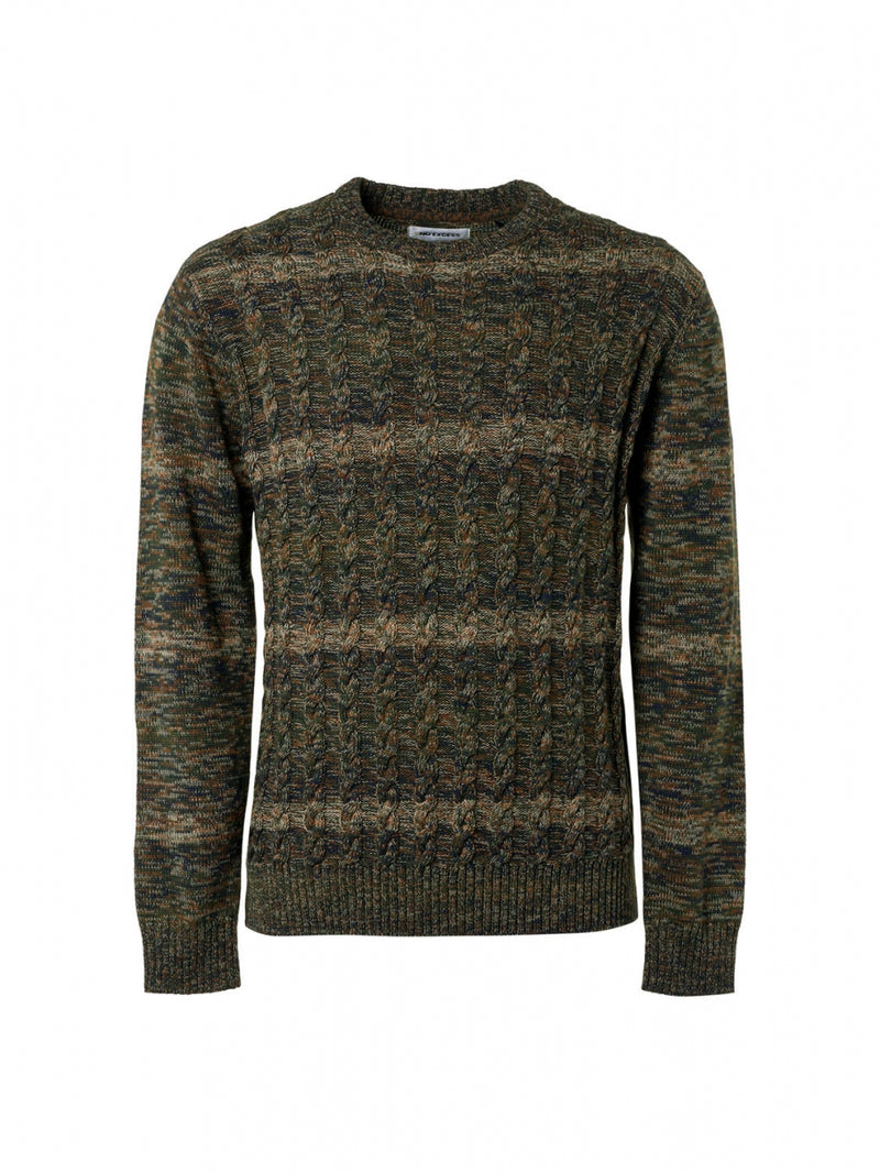 Pullover Crewneck Cable Jacquard Degrade Colours | Caramel