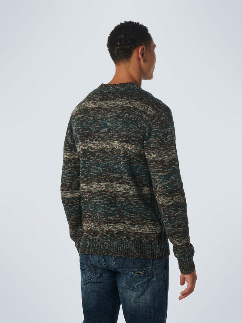 Pullover Crewneck Cable Jacquard Degrade Colours | Ocean