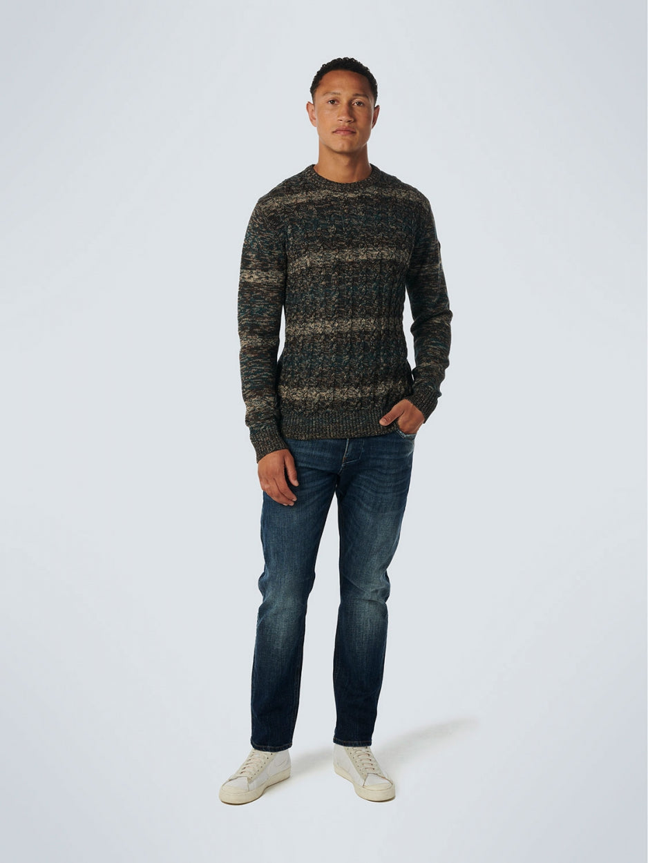 Pullover Crewneck Cable Jacquard Degrade Colours | Ocean