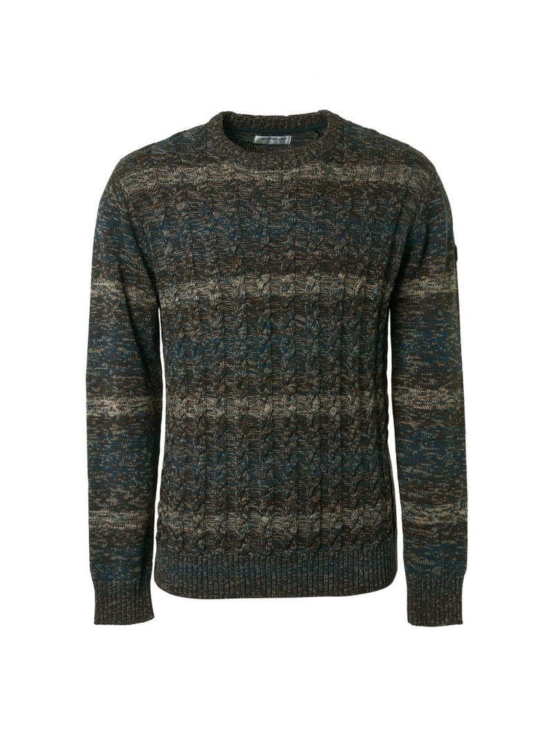 Pullover Crewneck Cable Jacquard Degrade Colours | Ocean