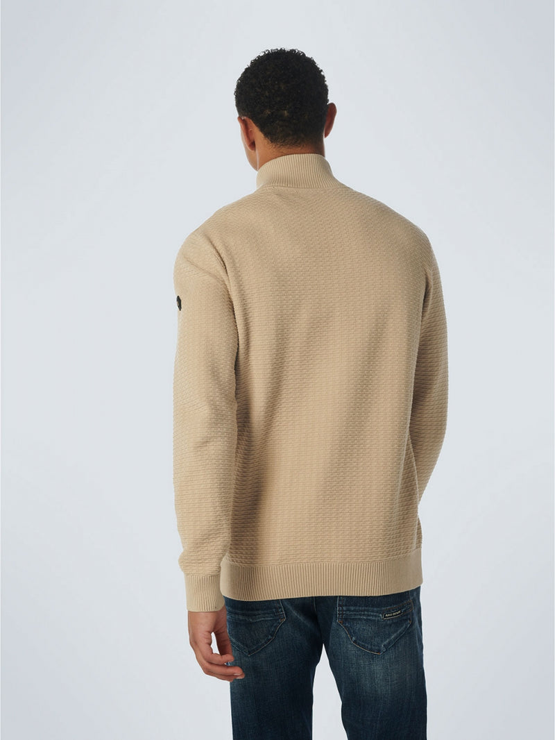 Pullover Half Zipper Solid Jacquard | Stone