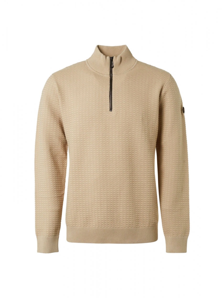 Pullover Half Zipper Solid Jacquard | Stone