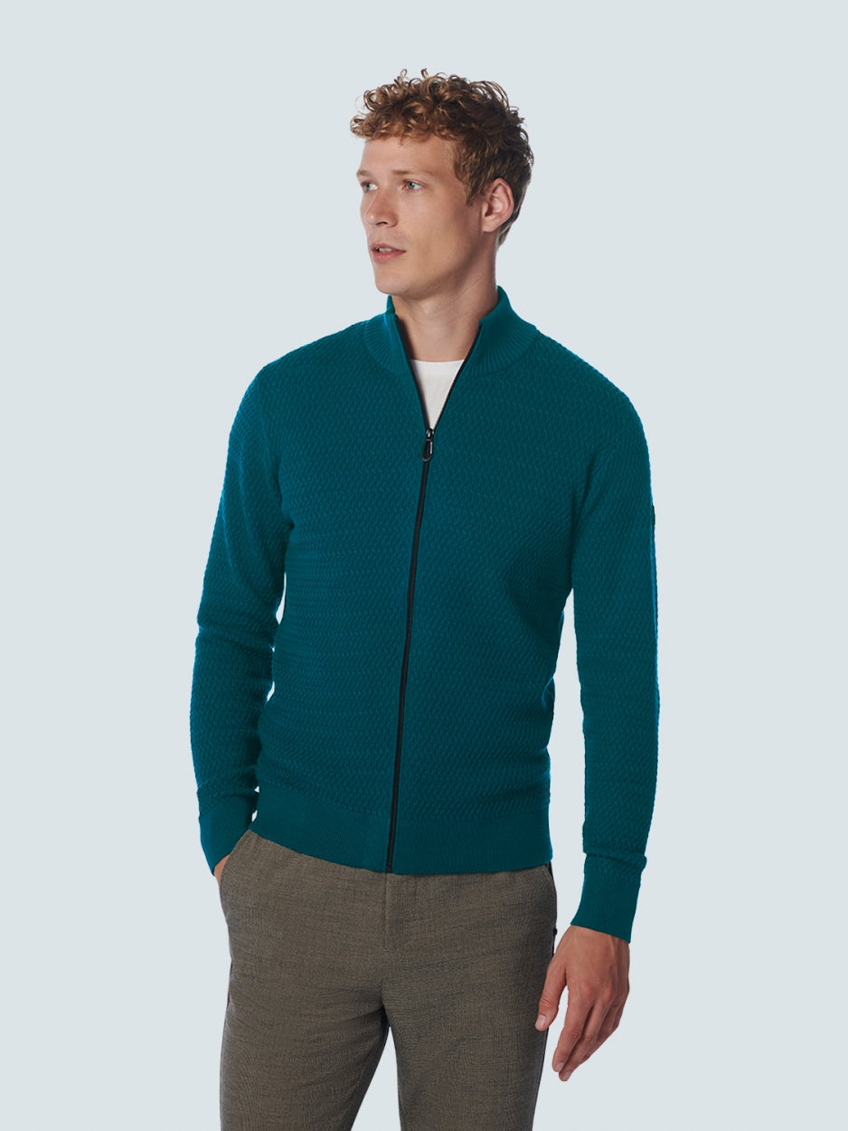 Cardigan Solid Jacquard Mix | Ocean
