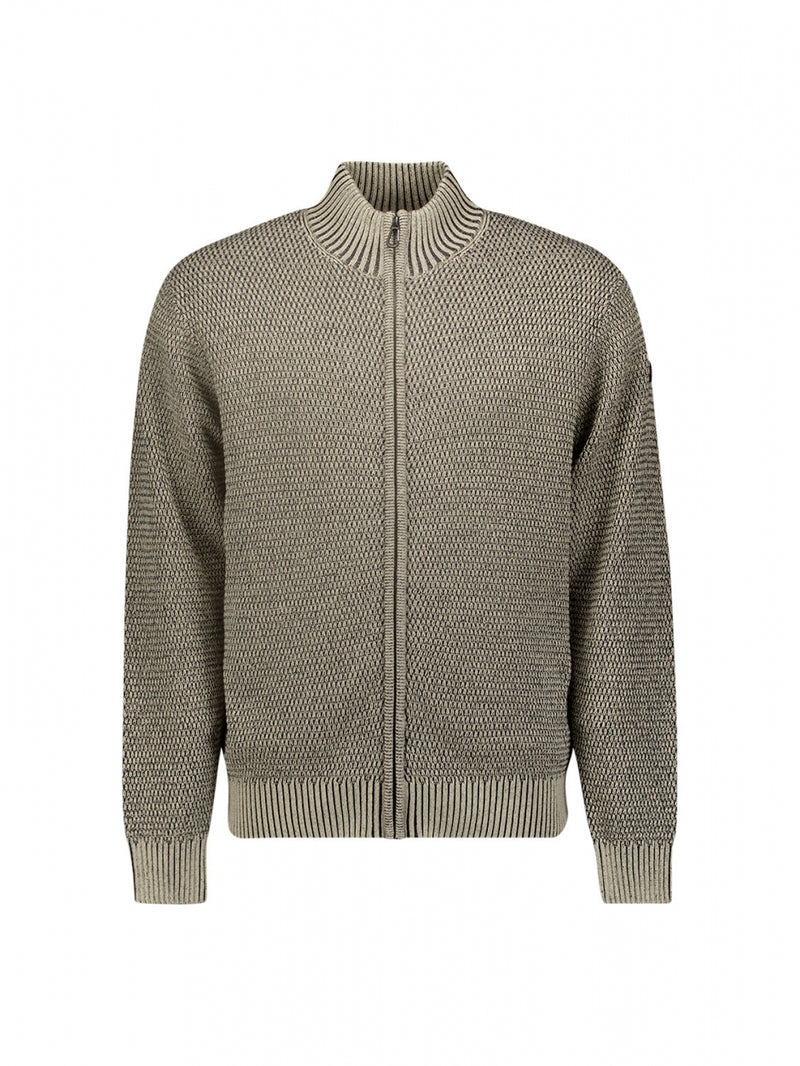 Pullover Full Zipper 2 Coloured Melange | Stone