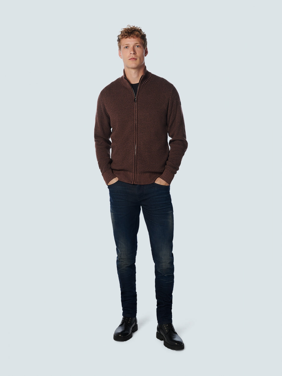 Pullover Full Zipper 2 Coloured Melange | Brown
