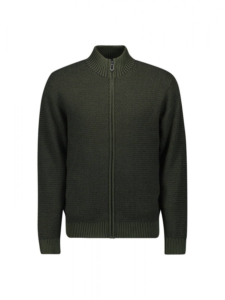 Pullover Full Zipper 2 Coloured Melange | Dark Green