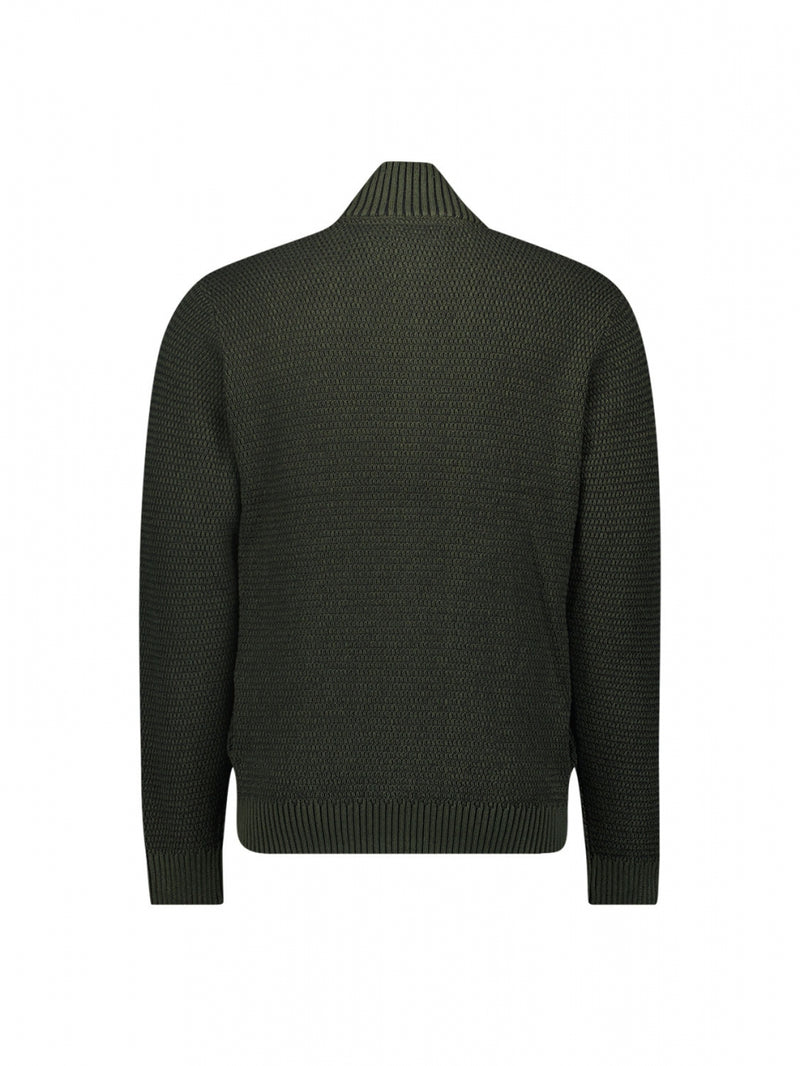 Pullover Full Zipper 2 Coloured Melange | Dark Green