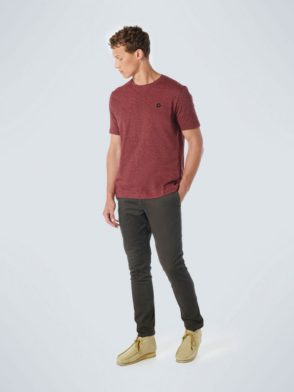 T-Shirt Crewneck Stripes Stretch | Dark Red