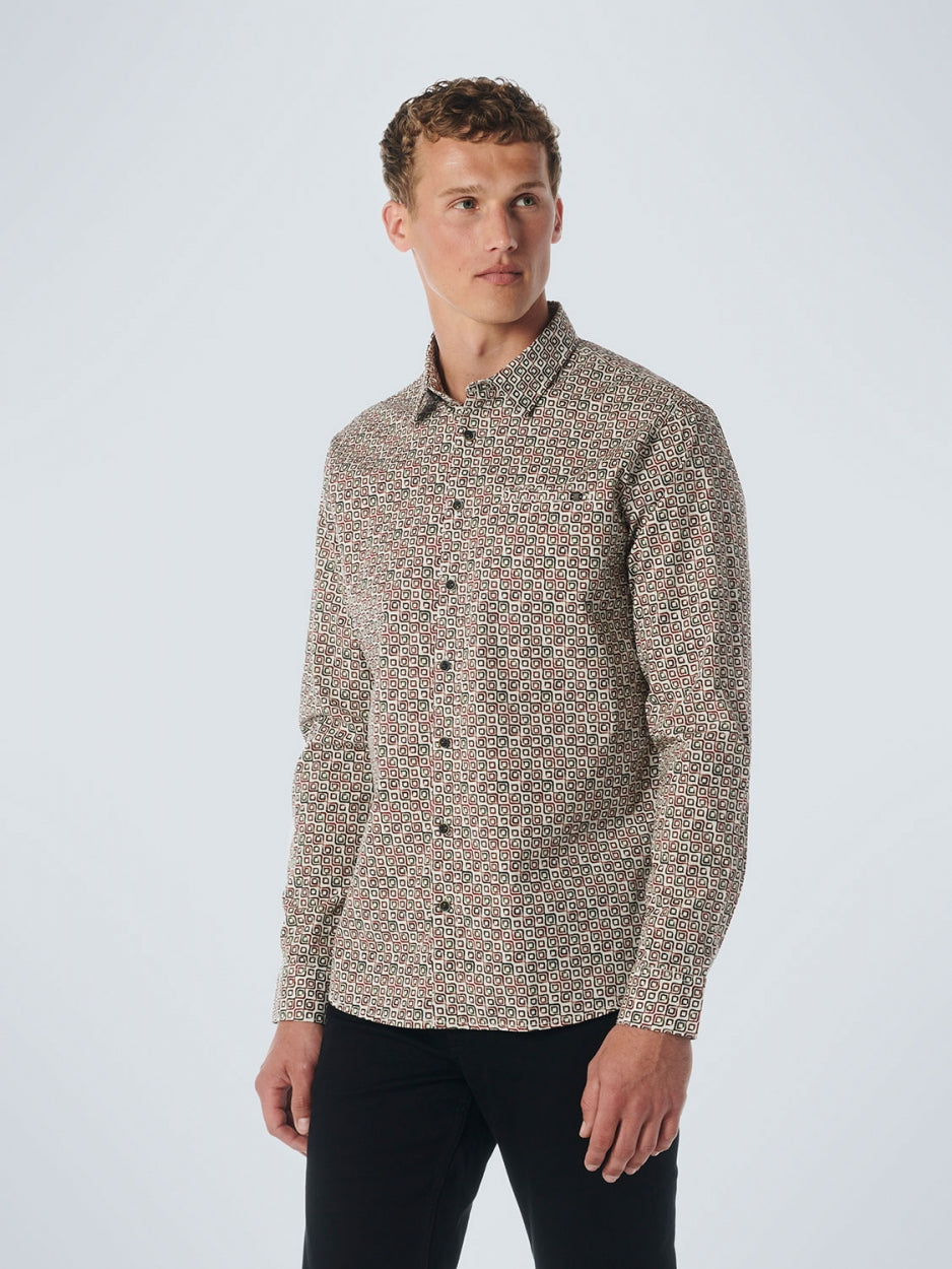 Shirt Stretch Allover Printed | Dark Green