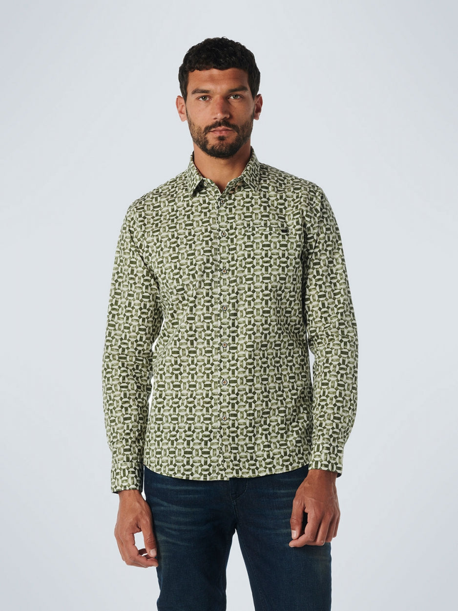 Shirt Stretch Allover Printed | Dark Green