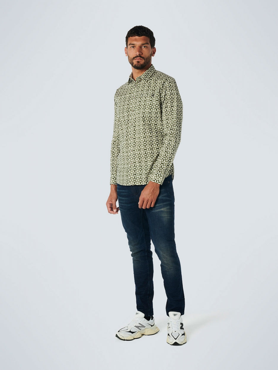 Shirt Stretch Allover Printed | Dark Green